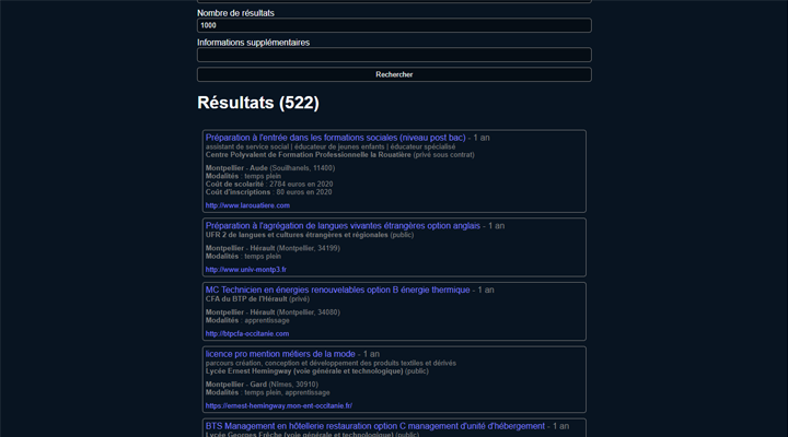 Recherche formations